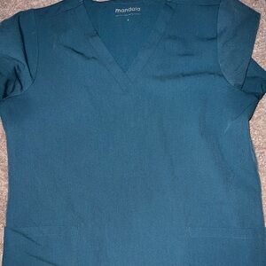 Mandala V-Neck Scrub Top and Pants Harbor Blue